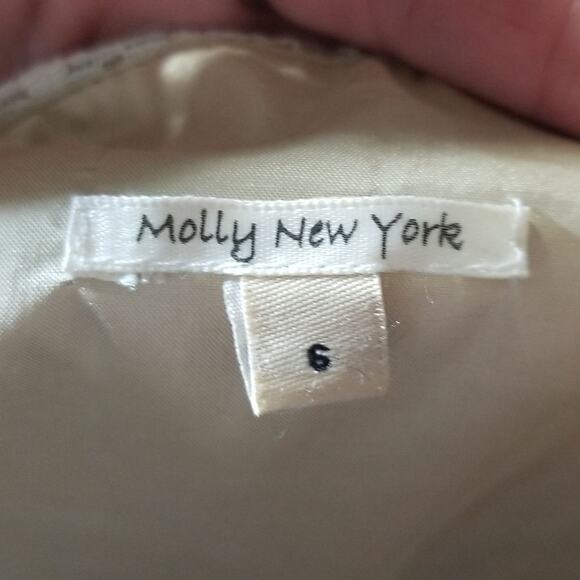 Molly New York Shimmer Linen Blend Dress with Lace Size 6 - Picture 5 of 8